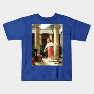 In The Peristyle - John William Waterhouse Kids T-Shirt